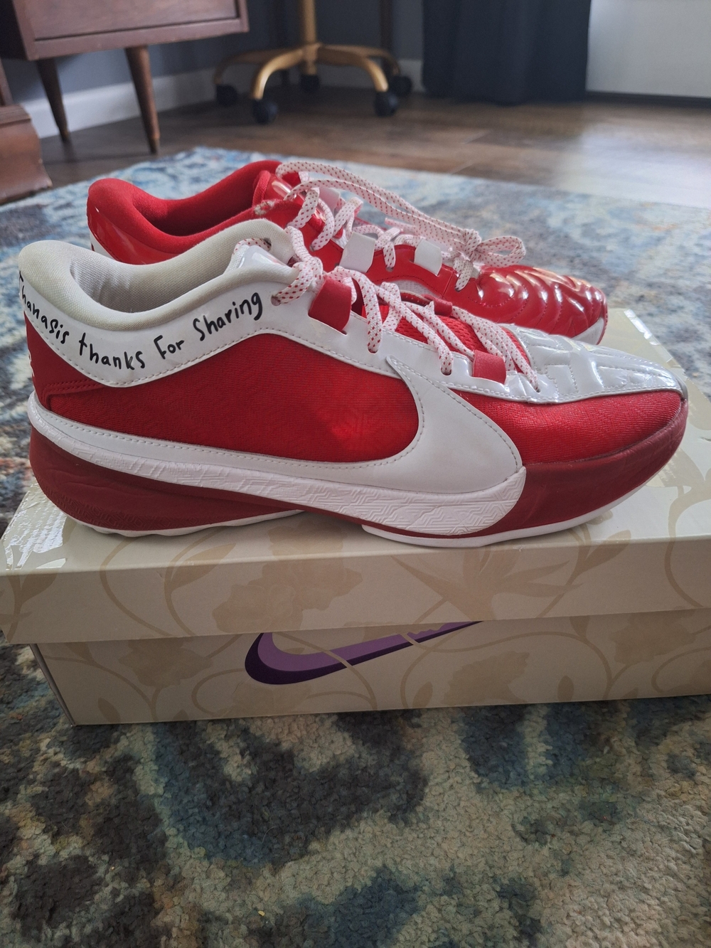 Nike Zoom Freak 5 Varsity Red and White Basketball Shoes